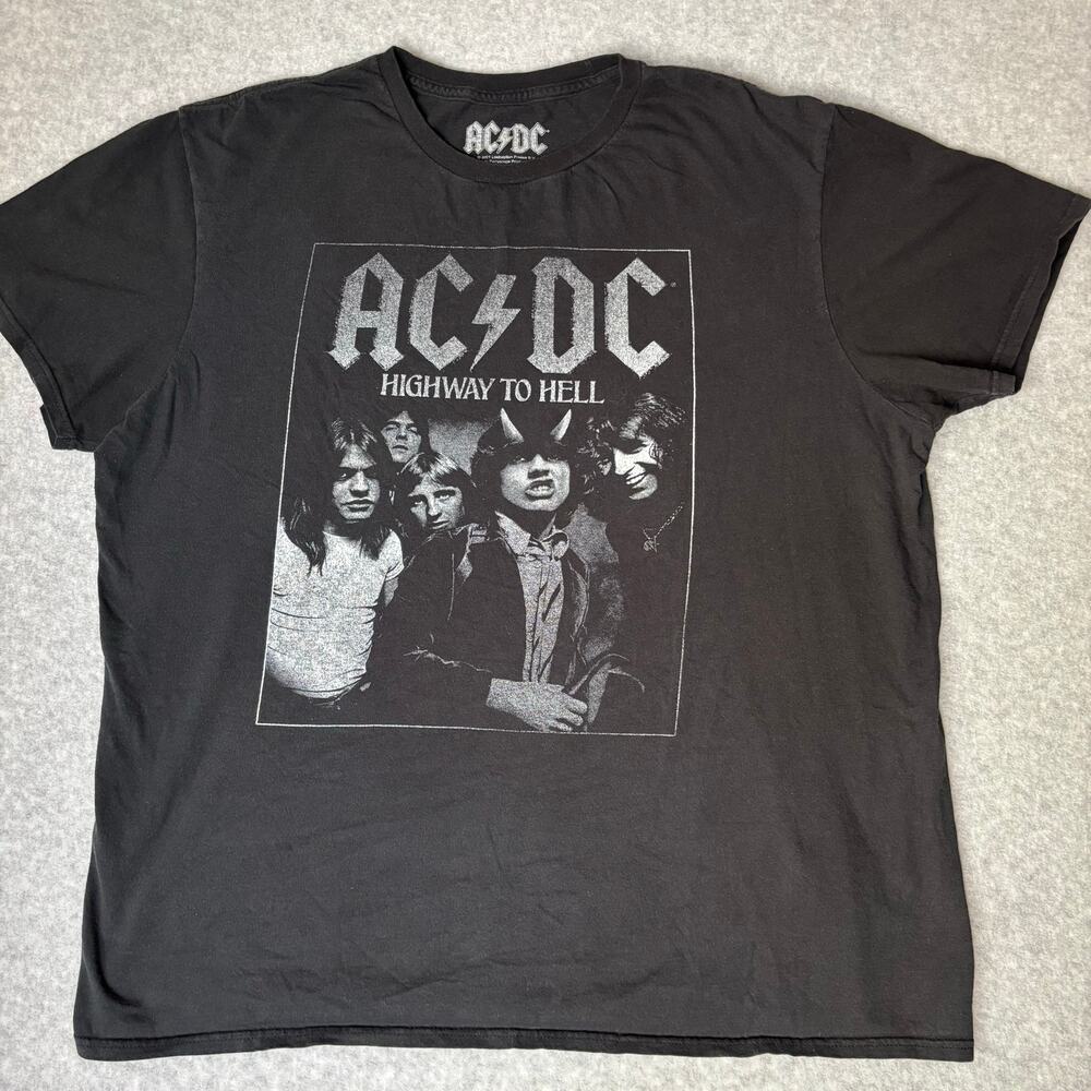 AC/DC Highway To Hell Graphic T-Shirt Band Tee Black Size XL
